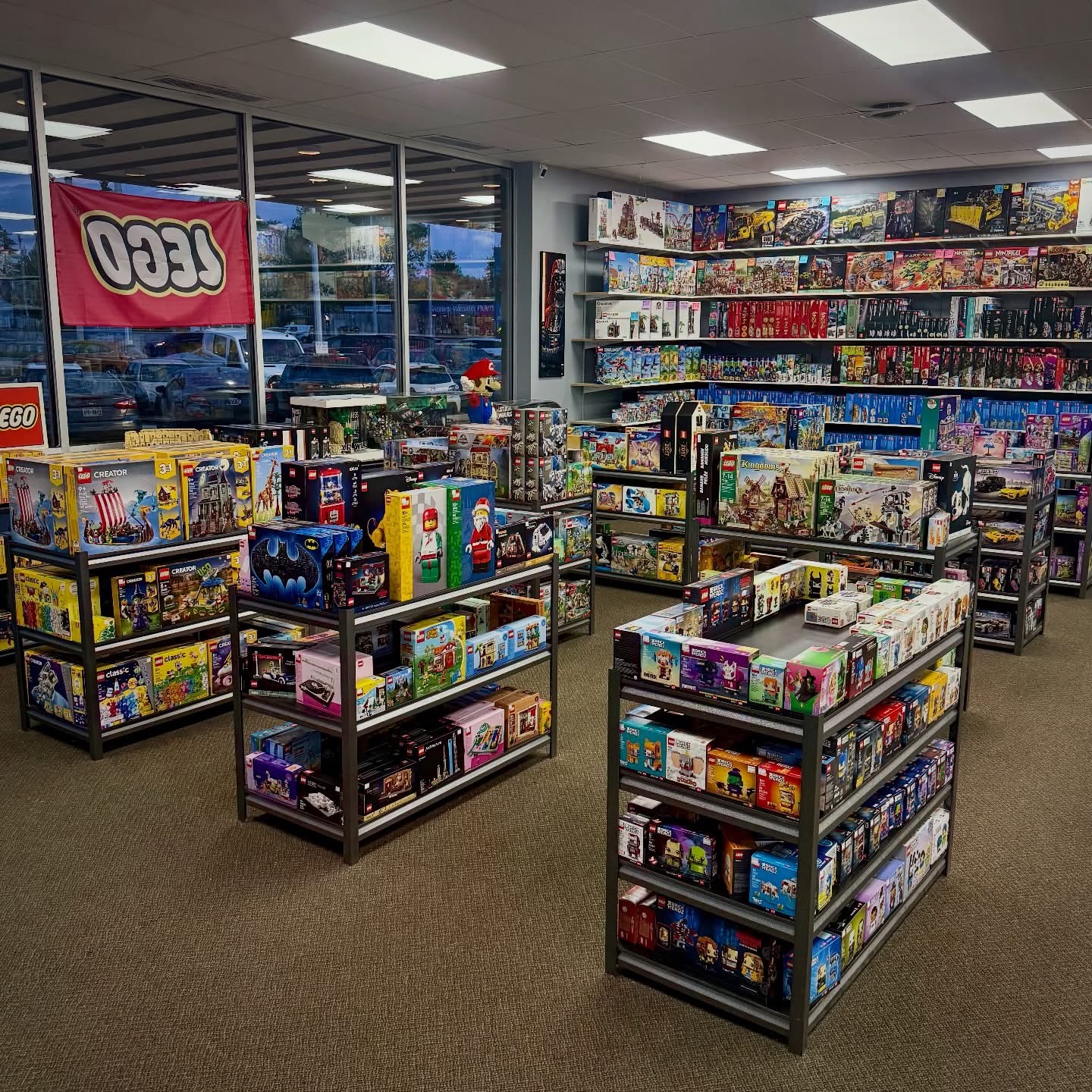 Current retail sets and hard-to-find LEGO displayed throughout Wapi Bricks